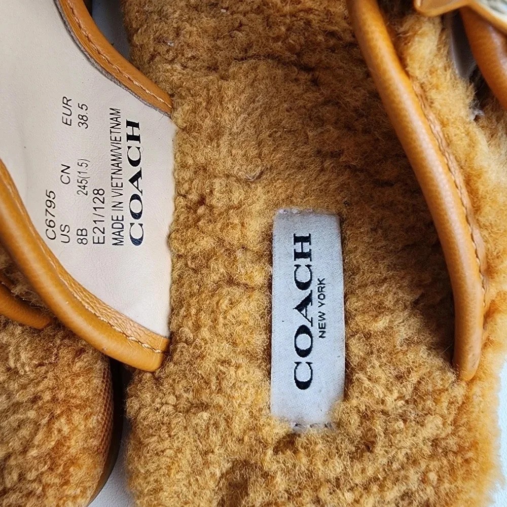 Coach Womens Hollie Butter Scotch Leather Thong Sandals Shoes Yellow Sz 8 - Picture 8 of 12